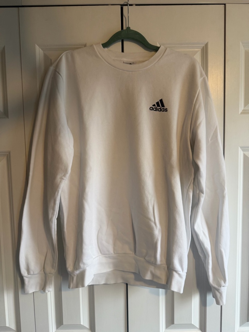 adidas Men’s White Crewneck Sweatshirt with Black Logo